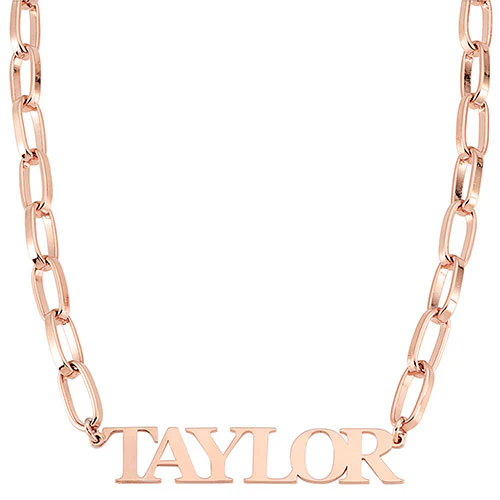 Silver Plated Cutout Name Thick Paper Clip Necklace - Image 5