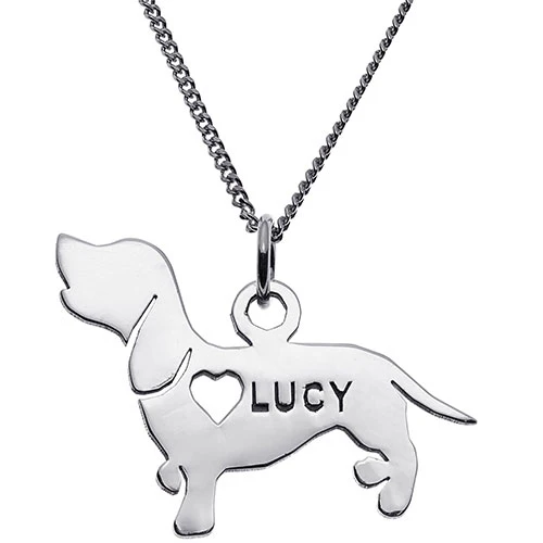 Silver Plated Dachshund Silhouette Necklace