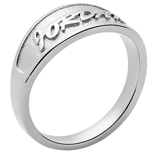 Silver Plated Embossed Name Tapered Ring - Image 2