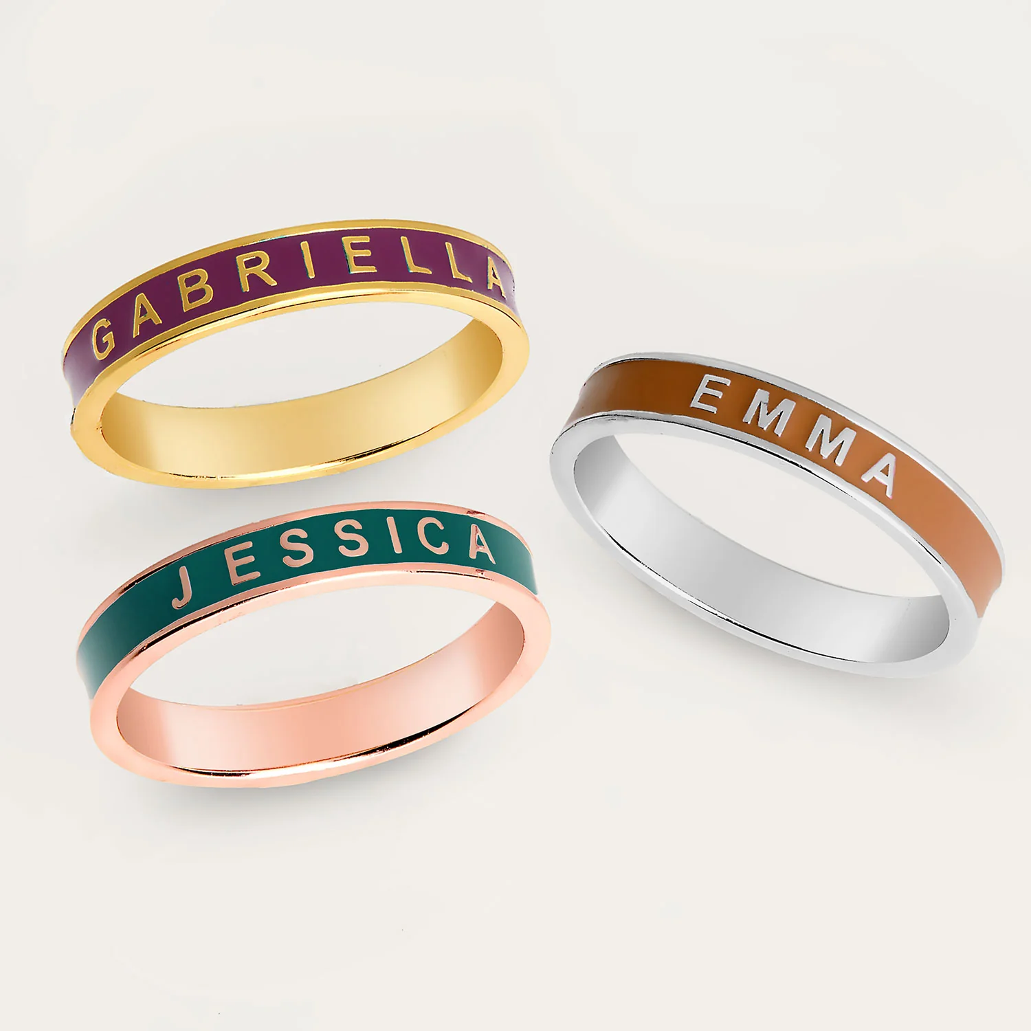 Silver Plated Enamel Name Band Ring - New Fall Colors - Image 3
