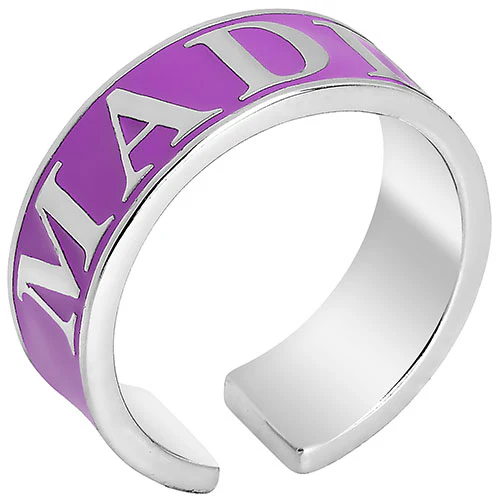 Silver Plated Enamel Name Wide Band Ring - Image 2