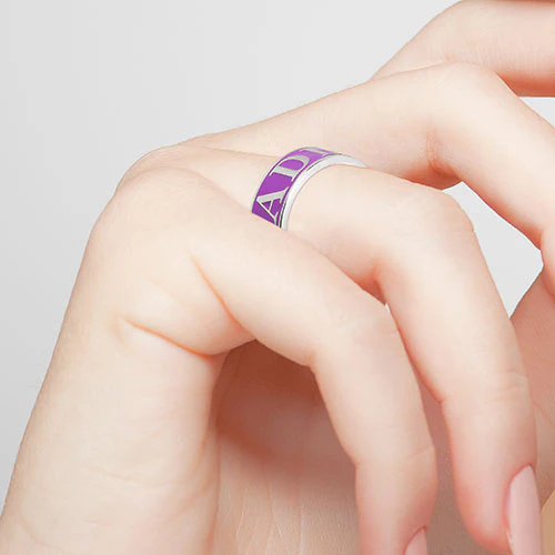 Silver Plated Enamel Name Wide Band Ring - Image 3