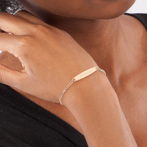 Silver Plated Engraved Bar Curb Chain Bracelet - Image 7