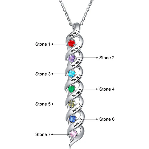 Silver Engraved Birthstone Swirl Necklace - Image 9