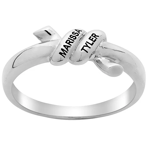 Silver Plated Engraved Knot Ring
