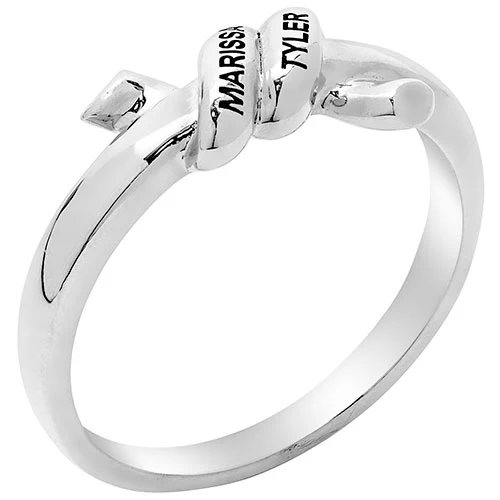 Silver Plated Engraved Knot Ring - Image 2