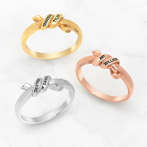Silver Plated Engraved Knot Ring - Image 4