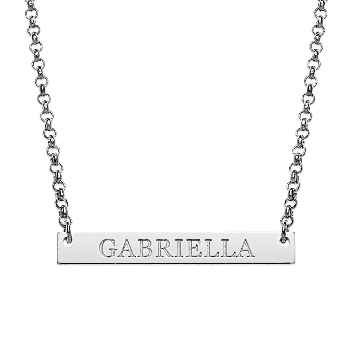 Silver Plated Engraved Name Mini Bar Necklace - Image 5