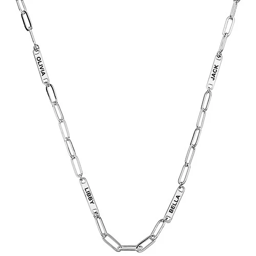 Silver Plated Engraved Paperclip Station Necklace - Image 8