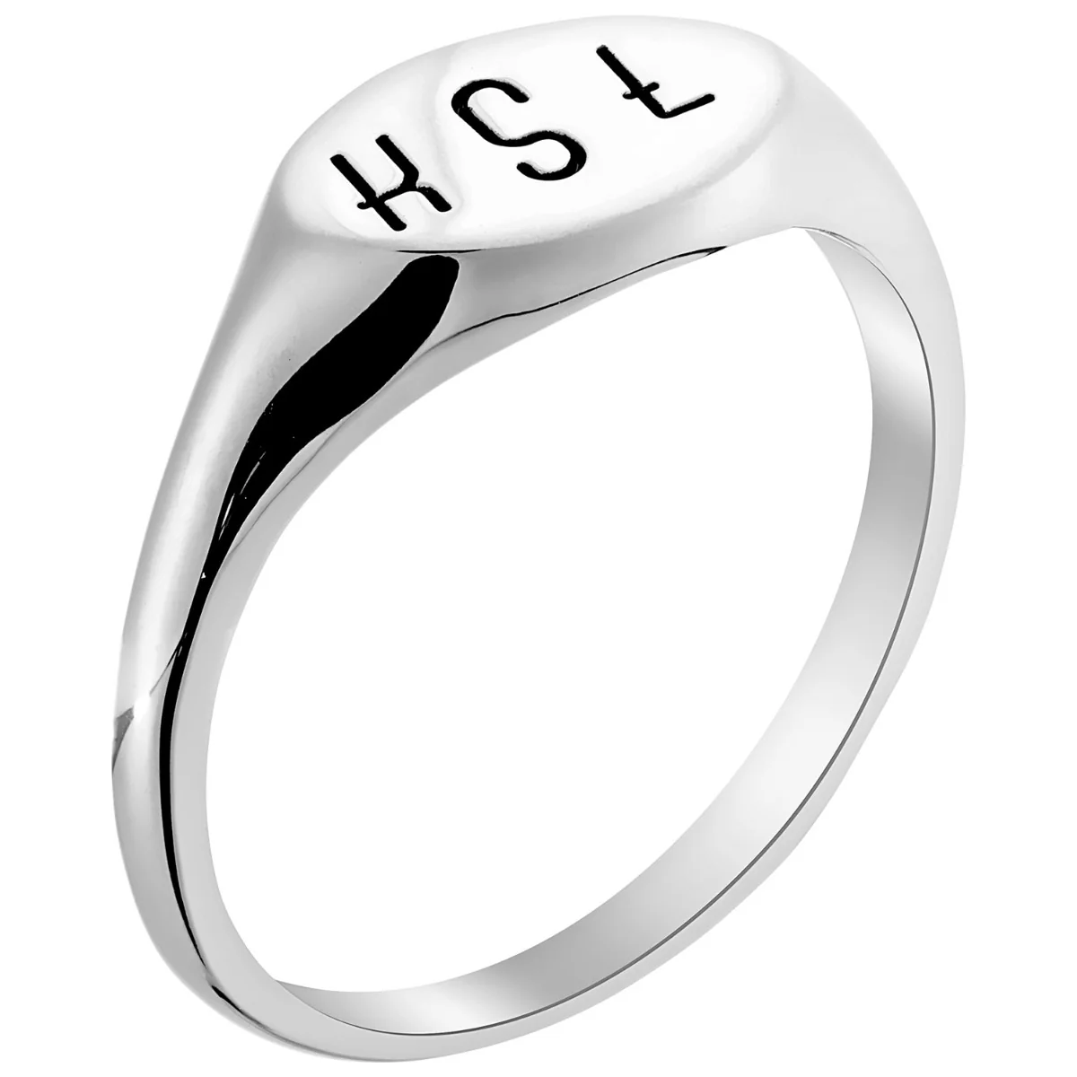 Silver Plated Engraved Signet Ring - Image 2