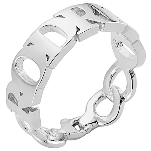 Silver Plated Frozen Chain Name Ring - Image 3