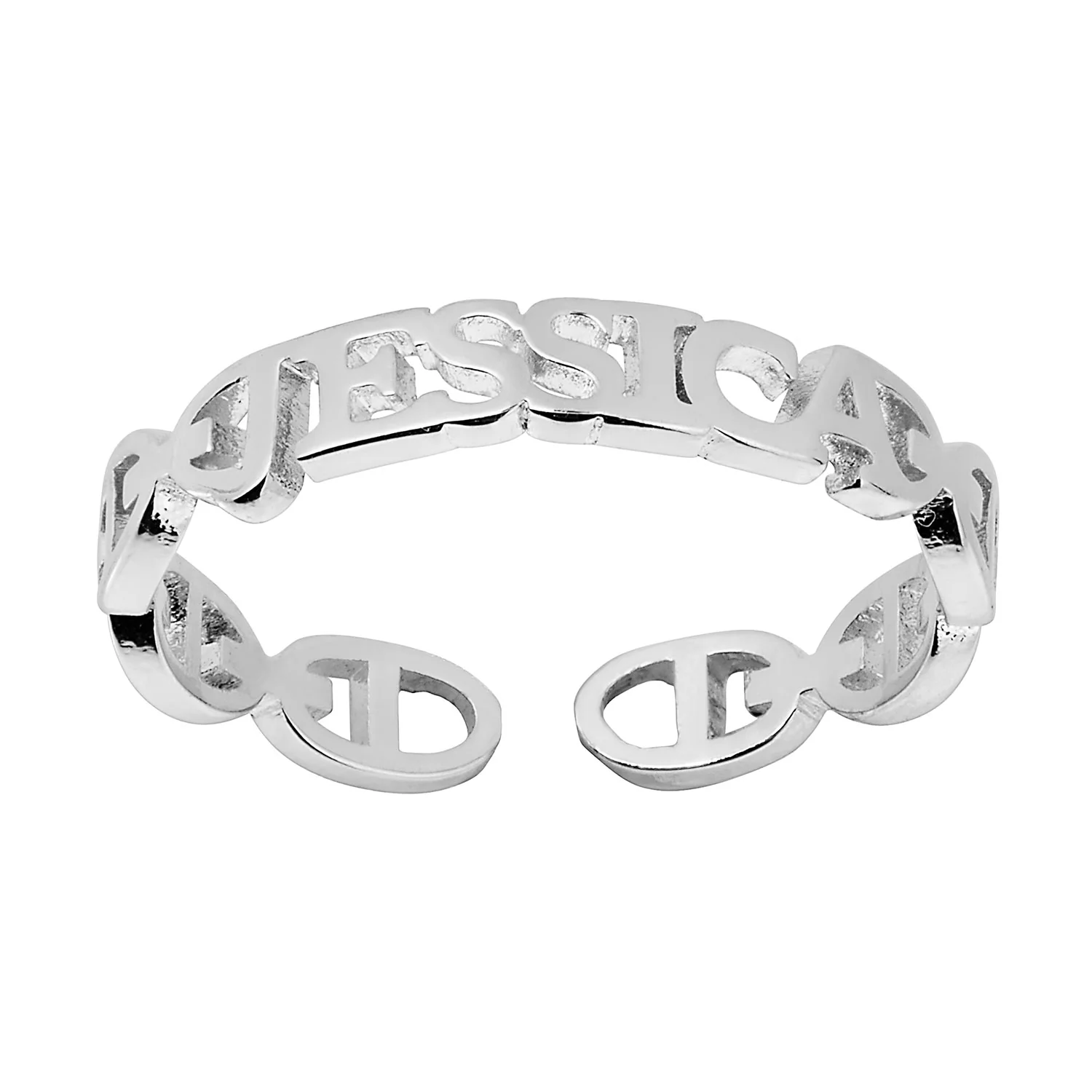 Silver Plated Frozen Mariner Chain Name Ring