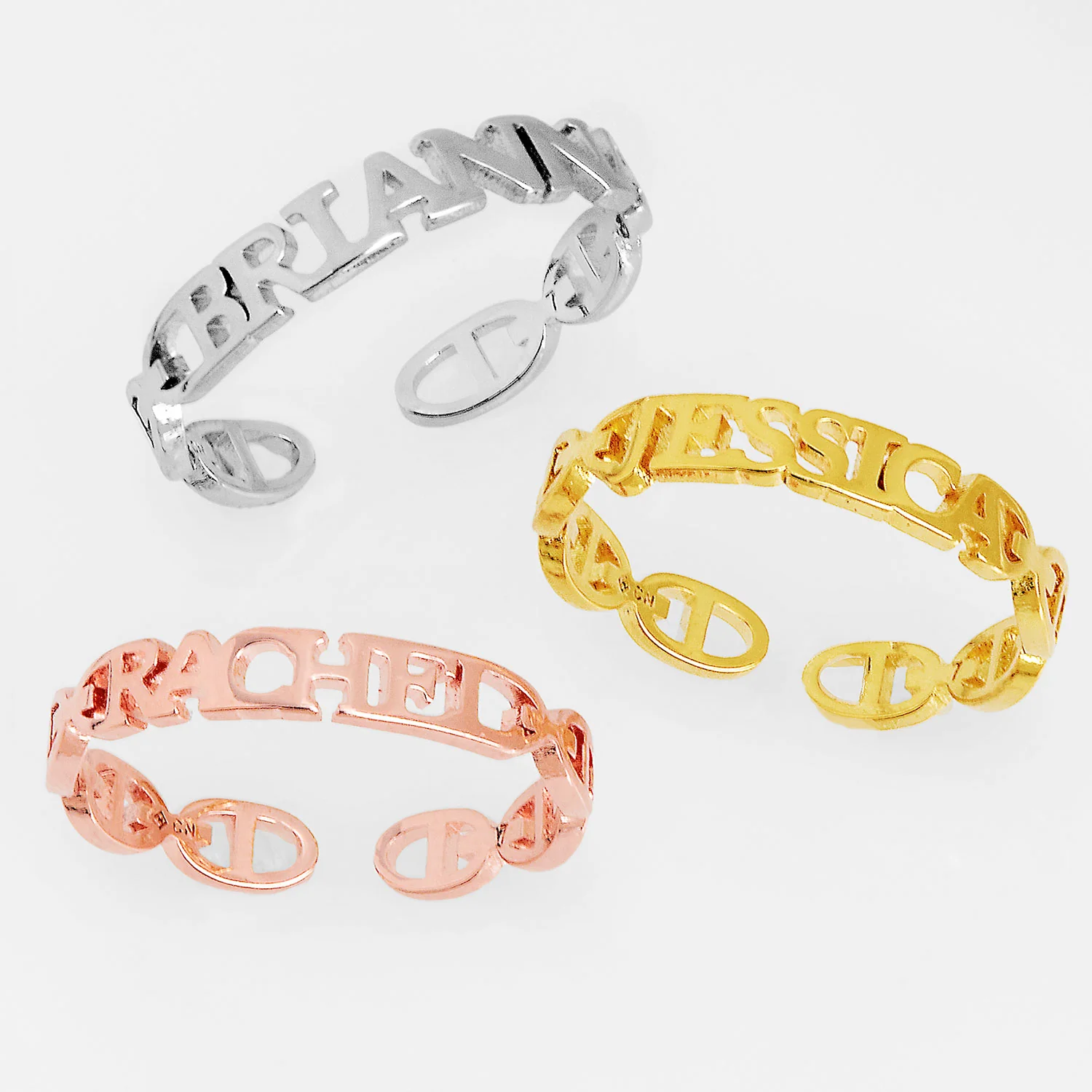 Silver Plated Frozen Mariner Chain Name Ring - Image 3