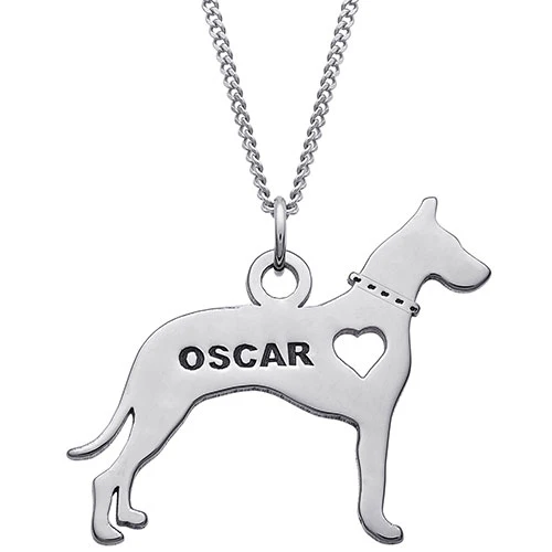Silver Plated Great Dane Silhouette Necklace