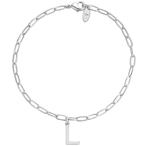 Silver Plated Initial Charm Paperclip Chain Bracelet - Image 2