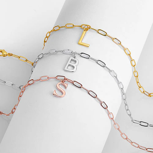 Silver Plated Initial Charm Paperclip Chain Bracelet - Image 8