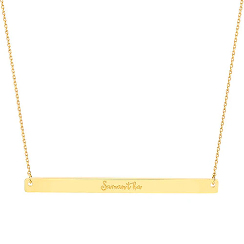 Silver Plated Long Bar Name Necklace - Image 4