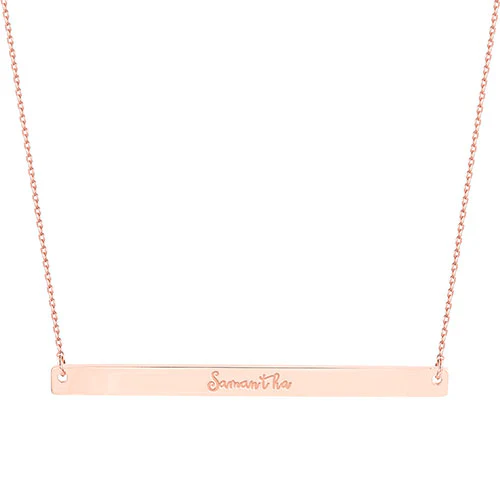 Silver Plated Long Bar Name Necklace - Image 6