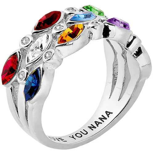 Silver Plated Marquise Birthstone with Clear CZ Faux Stack Ring - Image 2