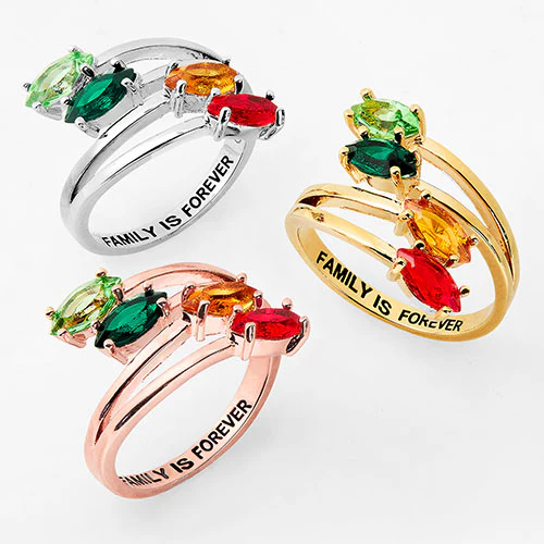 Silver Plated Marquise Bypass Birthstone Ring - Image 5