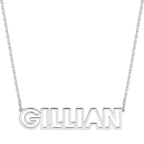 Silver Plated Open Uppercase Name Necklace - Image 2