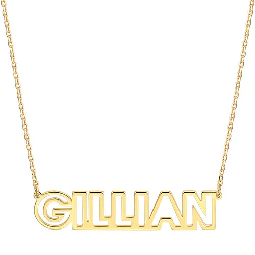 Silver Plated Open Uppercase Name Necklace - Image 4