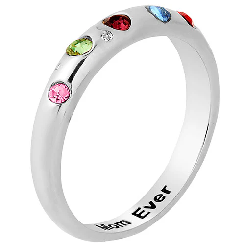 Silver Plated Personalized Birthstone Etoile Ring - Image 2