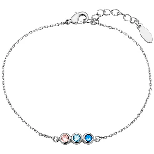 Silver Plated Petite Three Birthstone Bracelet - Image 2