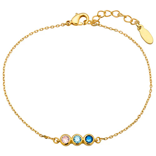 Silver Plated Petite Three Birthstone Bracelet - Image 4