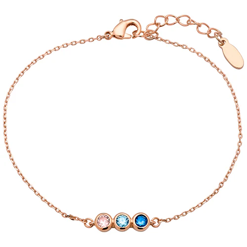 Silver Plated Petite Three Birthstone Bracelet - Image 6