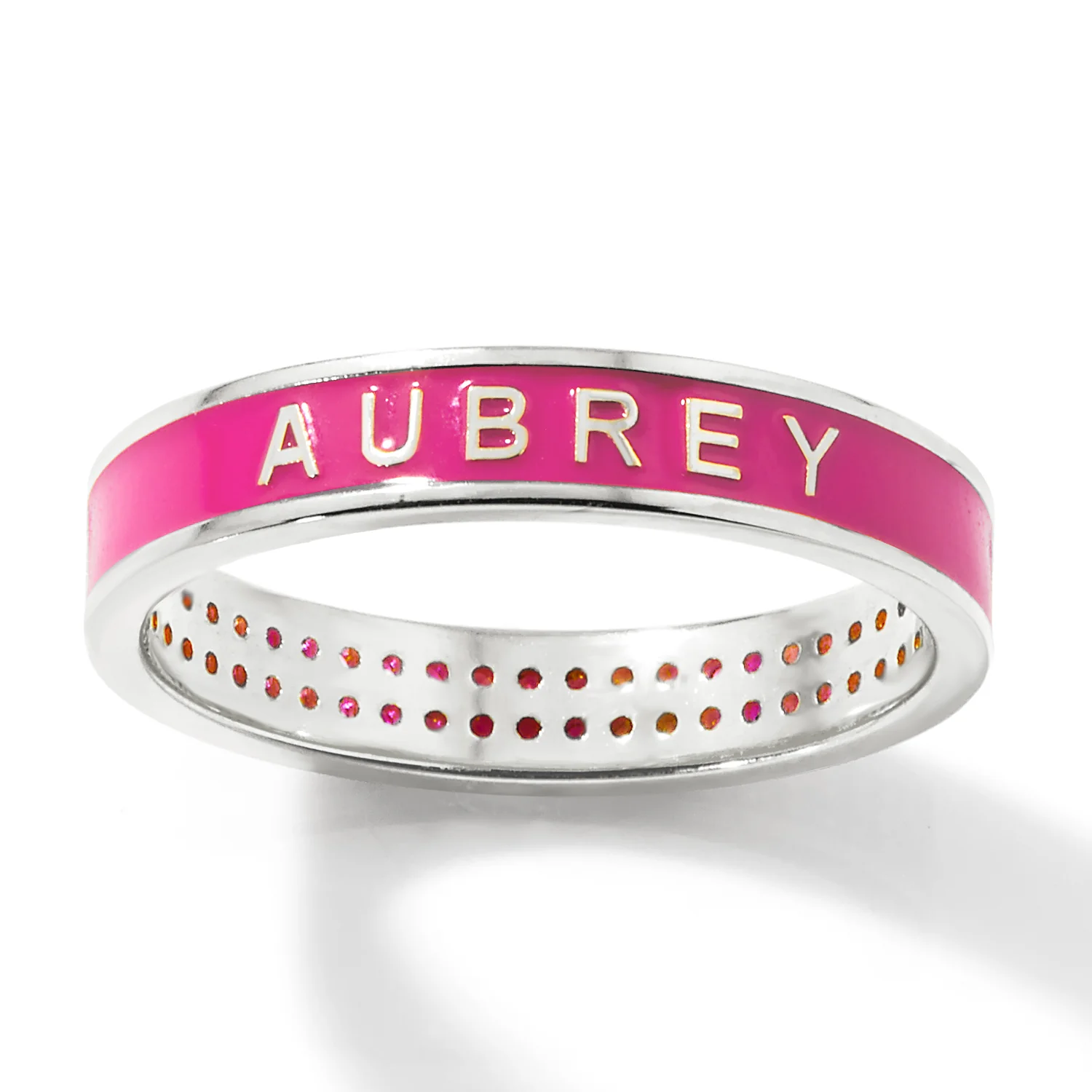 Silver Plated Reversible Birthmonth Enamel Pave Square Band Ring - Image 6