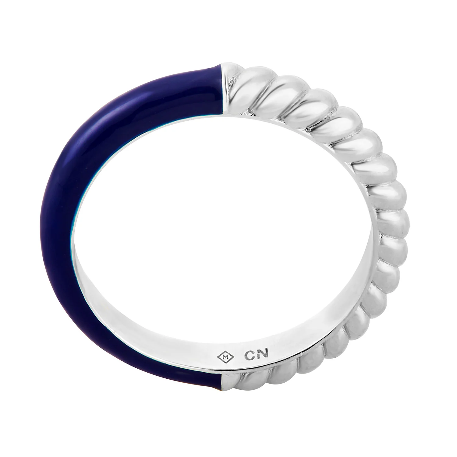 Silver Plated Reversible Birthmonth Enamel Roped Ring
