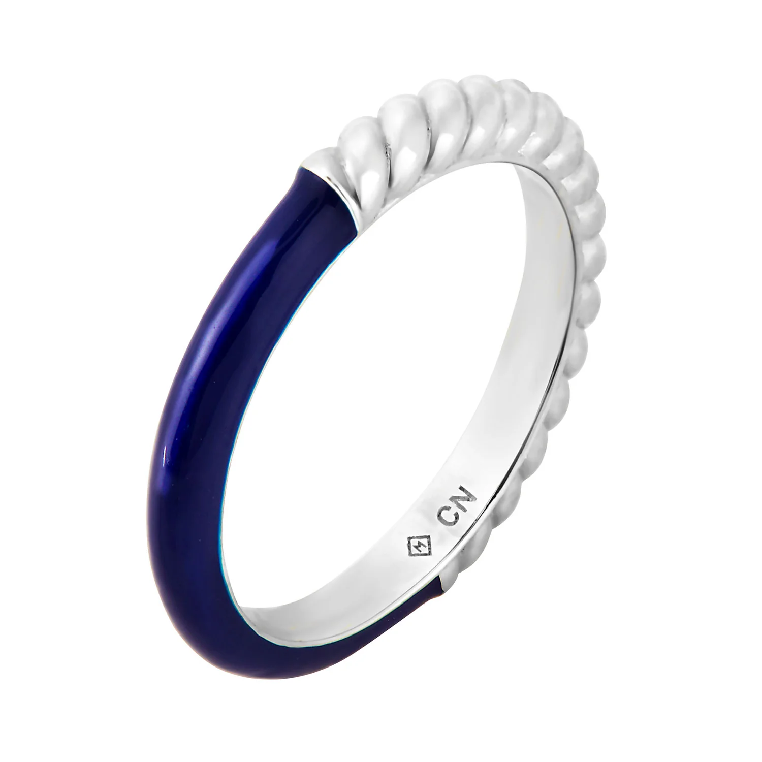 Silver Plated Reversible Birthmonth Enamel Roped Ring - Image 2