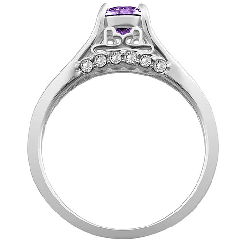 Silver Plated Simulated Amethyst and Clear Crystal Ring - Image 3