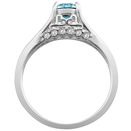 Silver Plated Simulated Blue Topaz and Clear Crystal Ring - Image 3