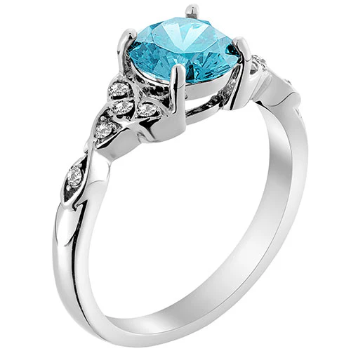 Silver Plated Simulated Blue Topaz and Clear Crystal Trinity Knot Ring - Image 2