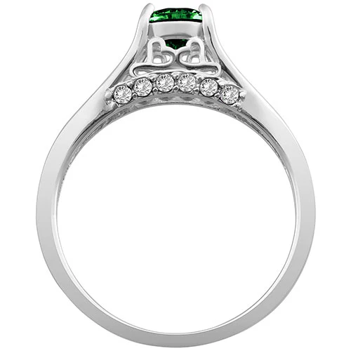 Silver Plated Simulated Emerald and Clear Crystal Ring - Image 3
