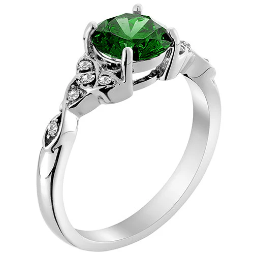 Silver Plated Simulated Emerald and Clear Crystal Trinity Knot Ring - Image 2