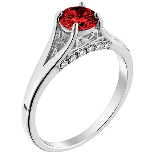 Silver Plated Simulated Garnet and Clear Crystal Ring - Image 2