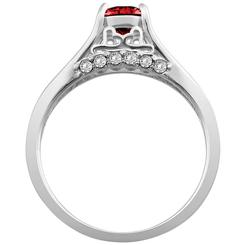 Silver Plated Simulated Garnet and Clear Crystal Ring - Image 3