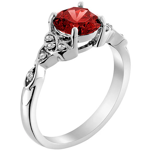 Silver Plated Simulated Garnet and Clear Crystal Trinity Knot Ring - Image 2