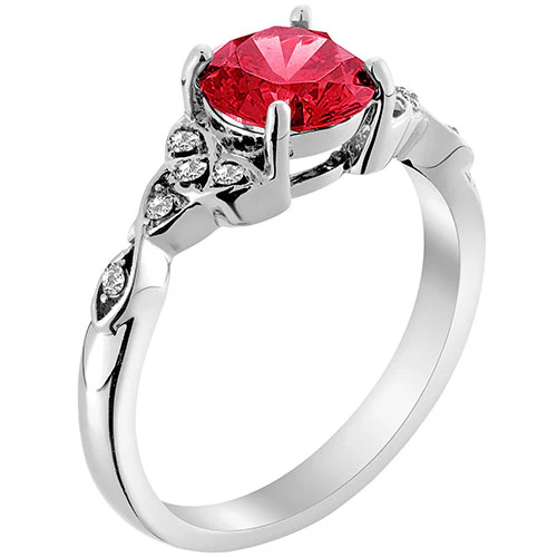 Silver Plated Simulated Ruby and Clear Crystal Trinity Knot Ring - Image 2