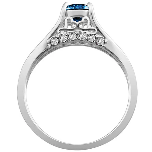 Silver Plated Simulated Sapphire and Clear Crystal Ring - Image 3