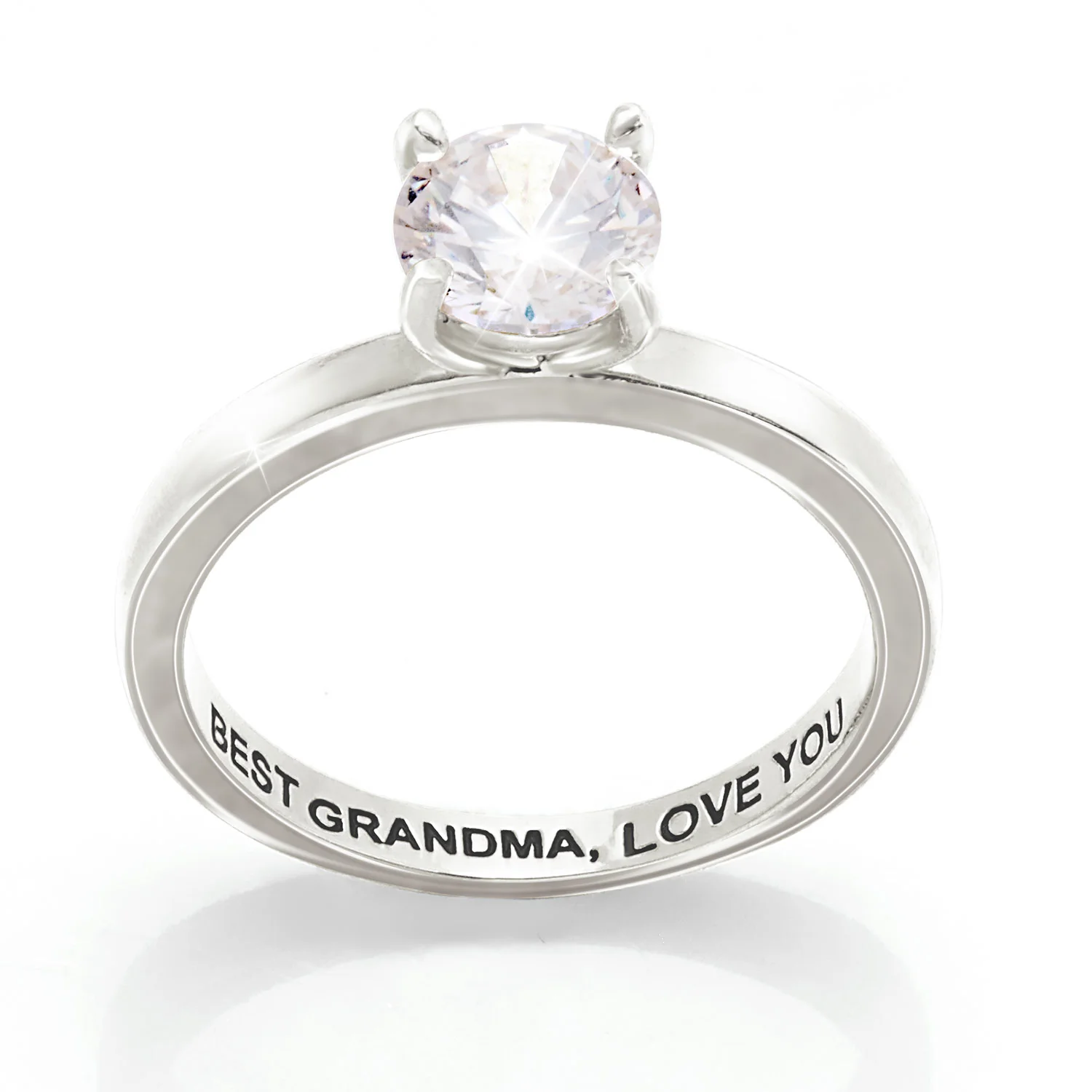 Silver Plated Solitaire and Family Name Enhancer Ring Set - Image 5