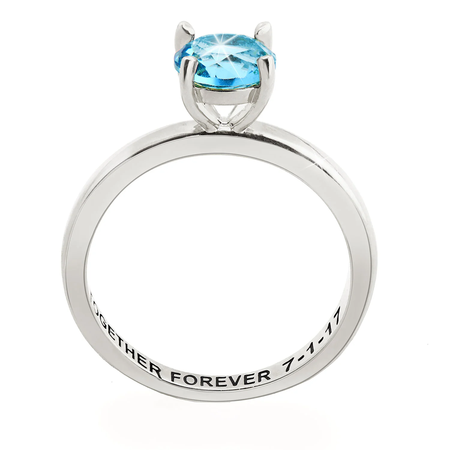 Silver Plated Solitaire and Family Birthstone Bypass Enhancer Ring Set - Image 5