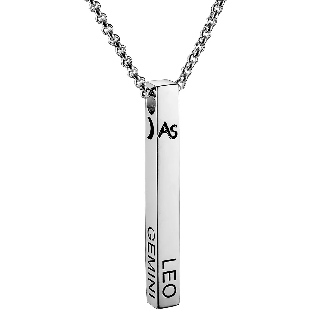 Silver Plated 3 Zodiac Sign 4 Sided Bar Nacklace - Image 2