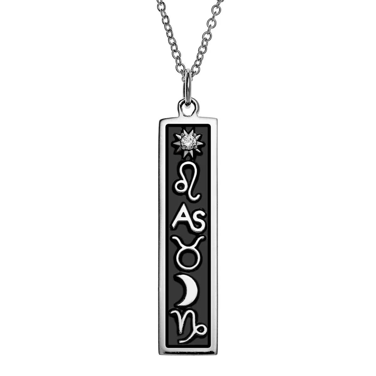 Silver Plated 3 Zodiac Sign Bar Pendant - Image 2