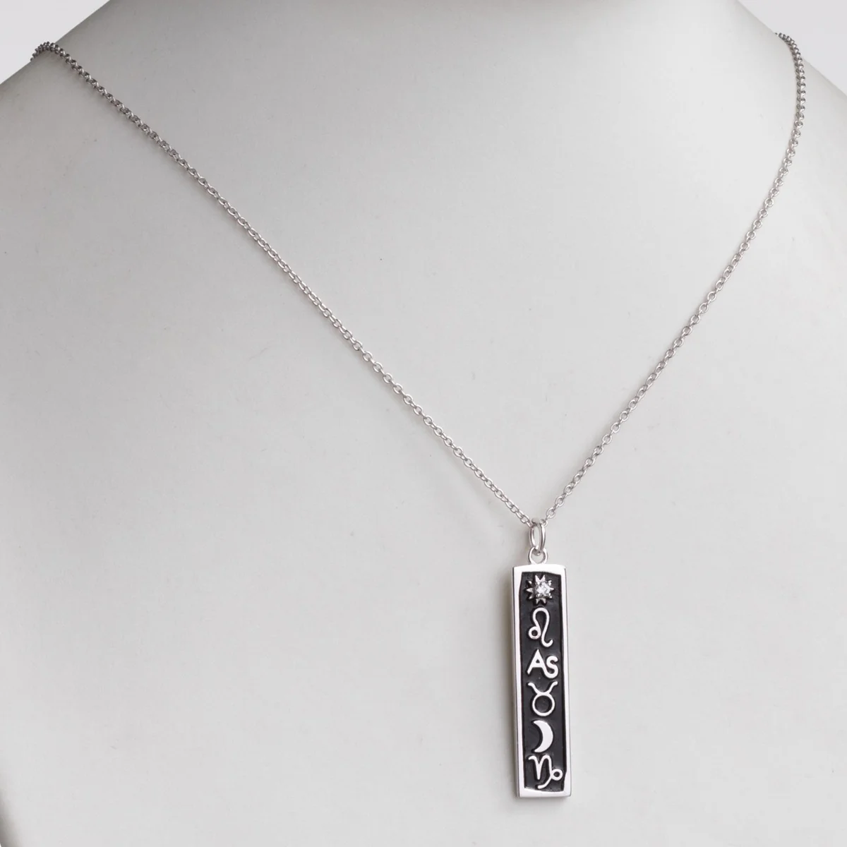 Silver Plated 3 Zodiac Sign Bar Pendant - Image 3