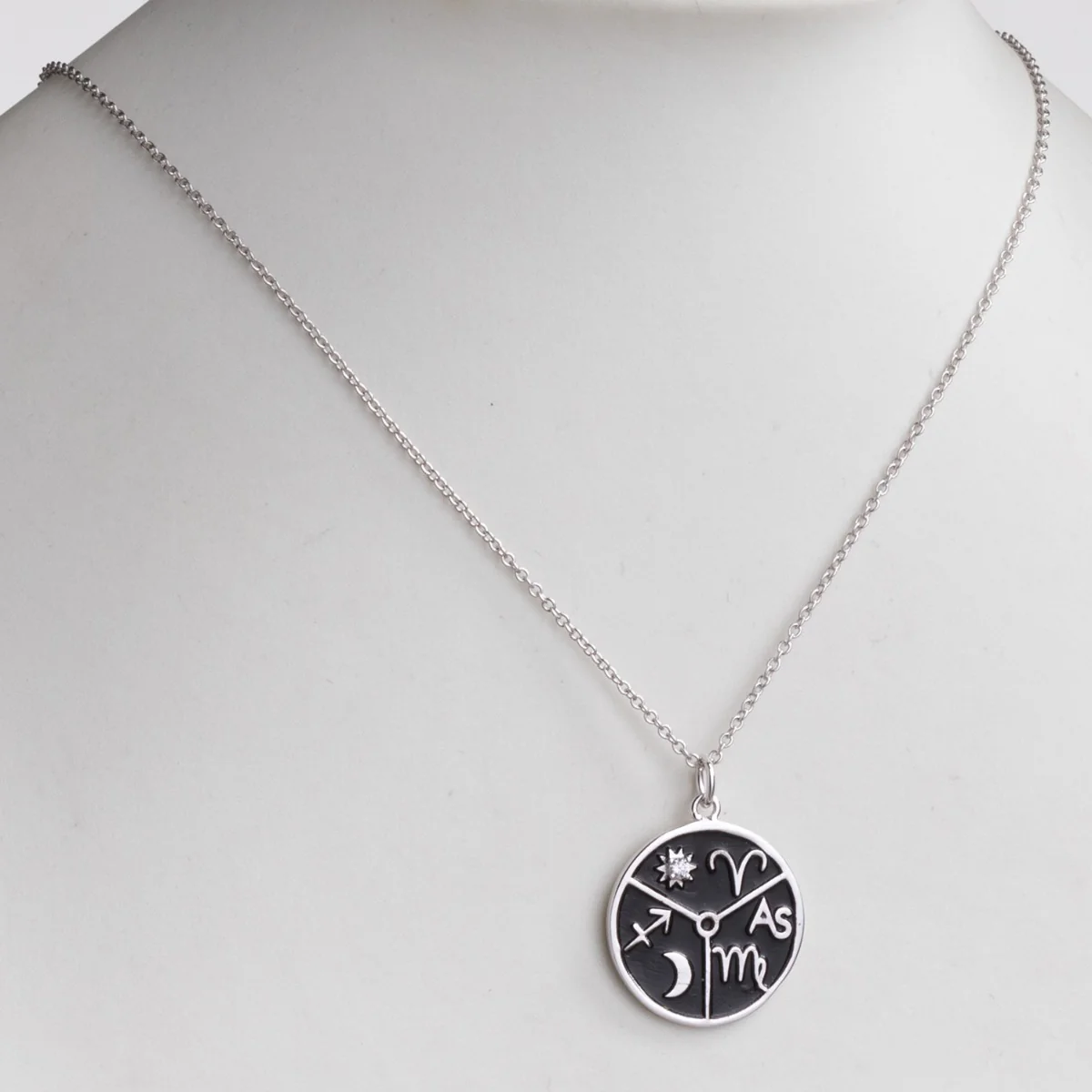 Silver Plated 3 Zodiac Sign Disc Pendant - Image 3