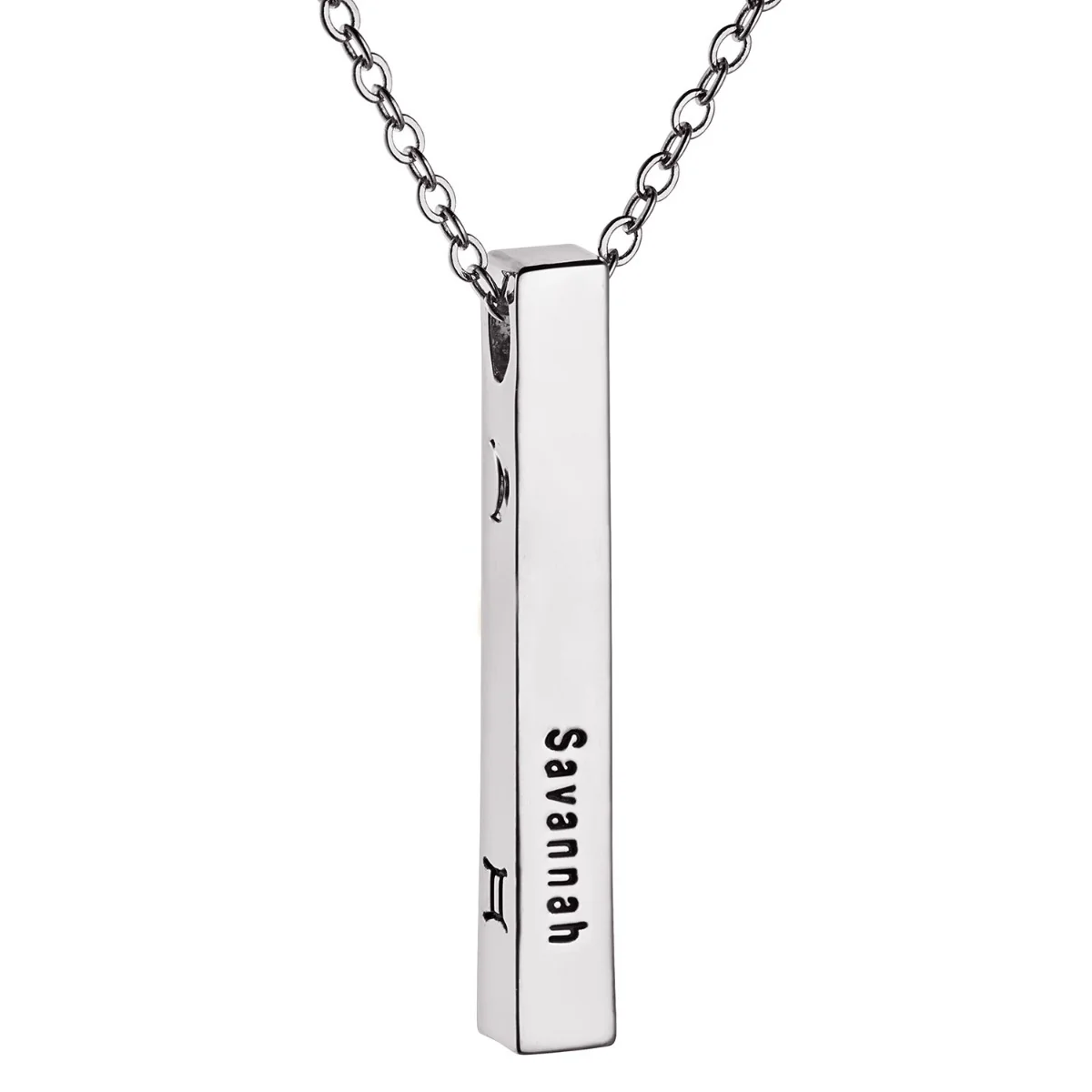 Silver Plated 3 Zodiac Symbol and Name 4 Sided Bar - Image 2